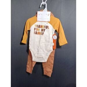 NEW Tahari Baby 3‑6M Thanksgiving 3‑Piece Outfit Thankful For My Family Acorns